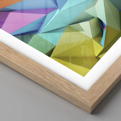 Poster in cornice rovere chiaro - Origami arcobaleno - 100x70 cm