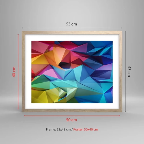 Poster in cornice rovere chiaro - Origami arcobaleno - 50x40 cm