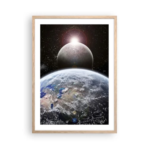 Poster in cornice rovere chiaro - Paesaggio cosmico: sorgere del sole - 50x70 cm