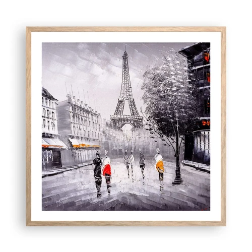 Poster in cornice rovere chiaro - Passeggiata a Parigi - 60x60 cm