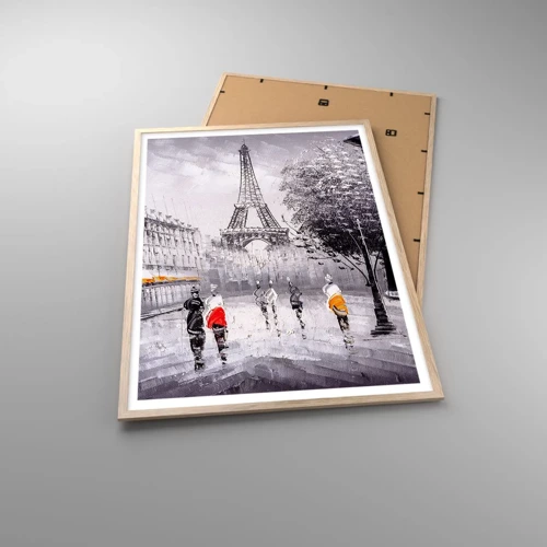 Poster in cornice rovere chiaro - Passeggiata a Parigi - 70x100 cm