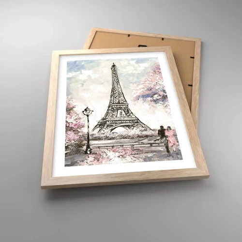 Poster in cornice rovere chiaro - Passeggiata a Parigi in aprile - 30x40 cm