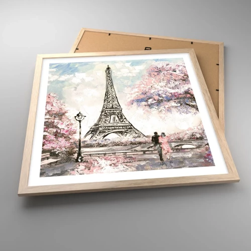 Poster in cornice rovere chiaro - Passeggiata a Parigi in aprile - 50x50 cm
