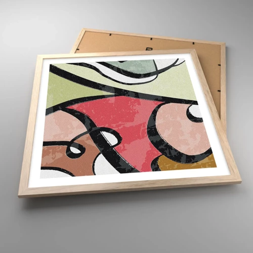 Poster in cornice rovere chiaro - Piroette tra i colori - 50x50 cm