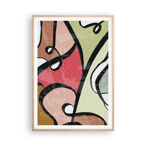 Poster in cornice rovere chiaro - Piroette tra i colori - 70x100 cm