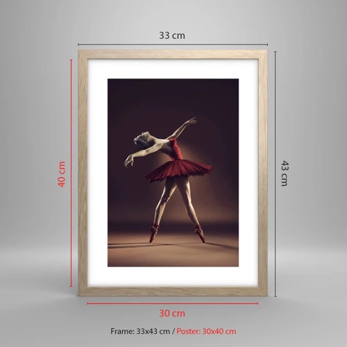 Poster in cornice rovere chiaro - Prima ballerina - 30x40 cm