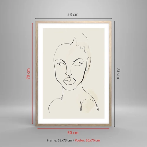Poster in cornice rovere chiaro - Profilo di sensualità - 50x70 cm