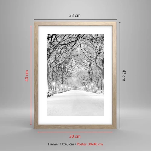 Poster in cornice rovere chiaro - Quattro stagioni: l'inverno - 30x40 cm