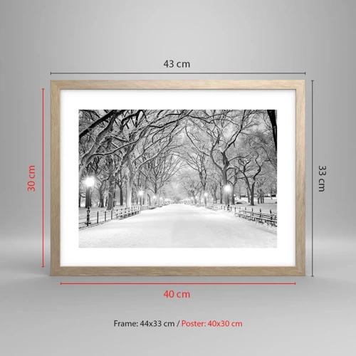 Poster in cornice rovere chiaro - Quattro stagioni: l'inverno - 40x30 cm