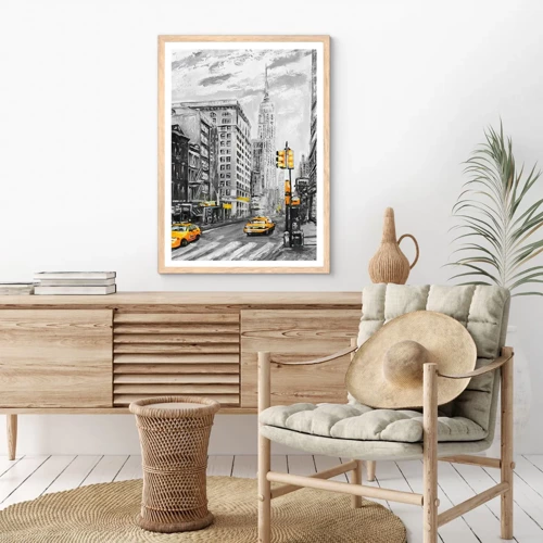 Poster in cornice rovere chiaro - Racconto di New York - 30x40 cm