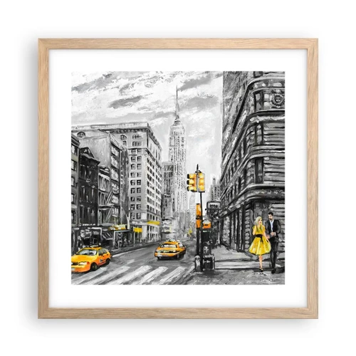 Poster in cornice rovere chiaro - Racconto di New York - 40x40 cm