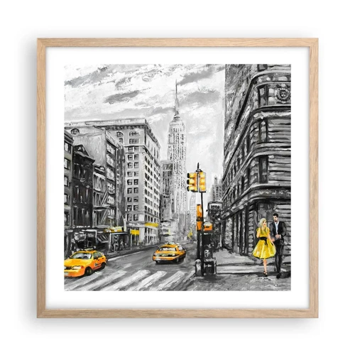 Poster in cornice rovere chiaro - Racconto di New York - 50x50 cm