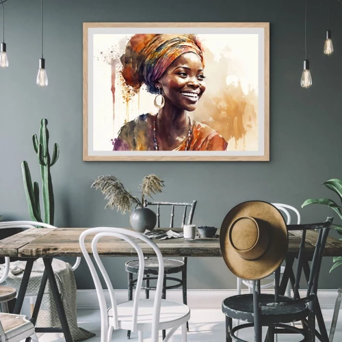 Poster in cornice rovere chiaro - Regina africana - 50x40 cm