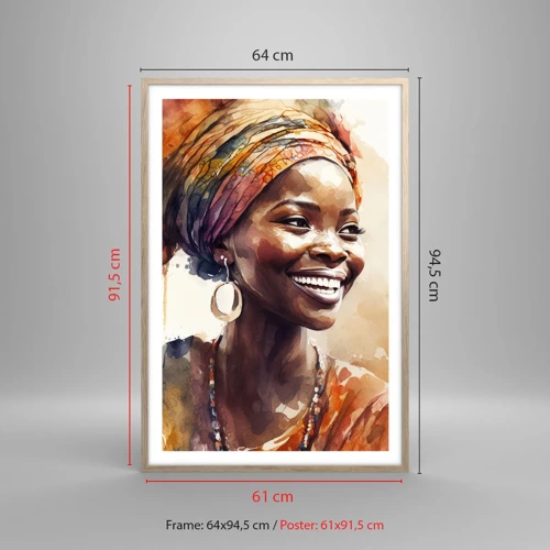 Poster in cornice rovere chiaro - Regina africana - 61x91 cm