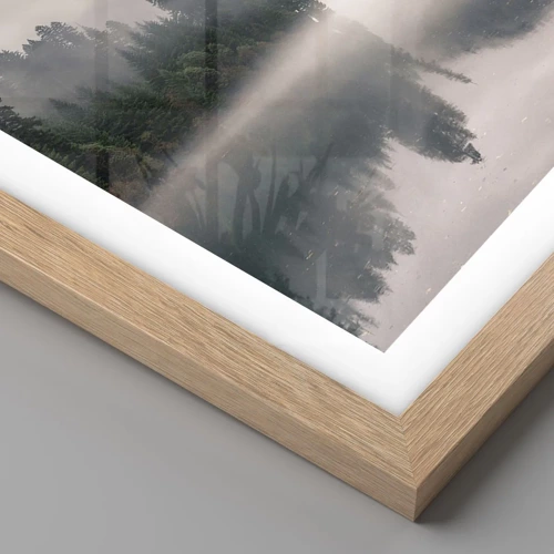 Poster in cornice rovere chiaro - Riflettendo nella nebbia - 30x30 cm