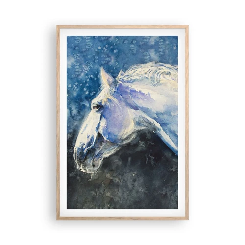 Poster in cornice rovere chiaro - Ritratto in luce blu - 61x91 cm