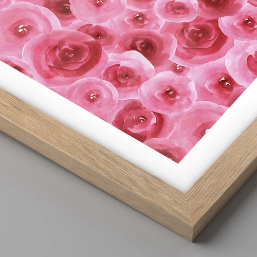 Poster in cornice rovere chiaro - Rose in alto e in basso - 30x30 cm