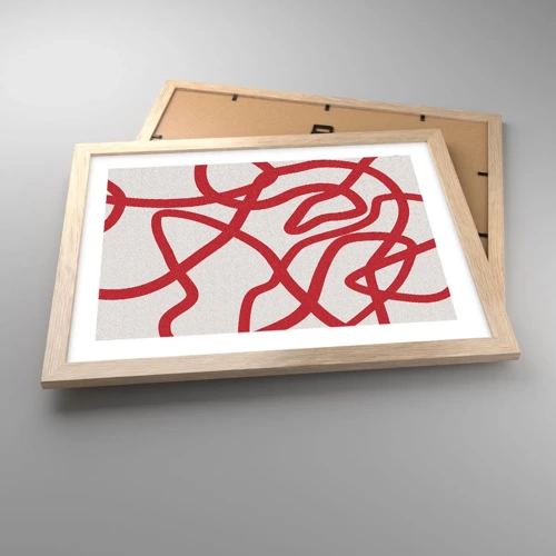 Poster in cornice rovere chiaro - Rosso su bianco - 40x30 cm