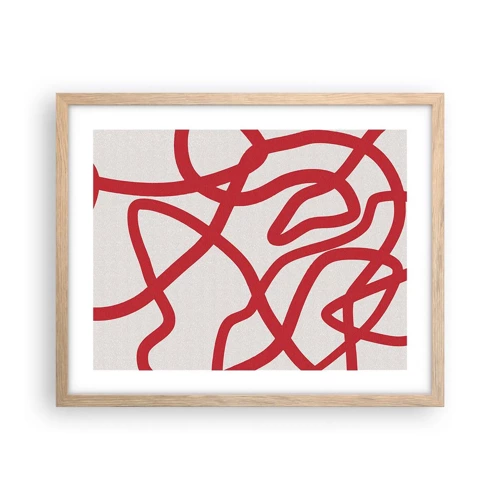 Poster in cornice rovere chiaro - Rosso su bianco - 50x40 cm