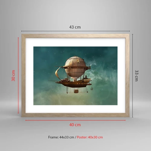 Poster in cornice rovere chiaro - Saluti da Jules Verne - 40x30 cm