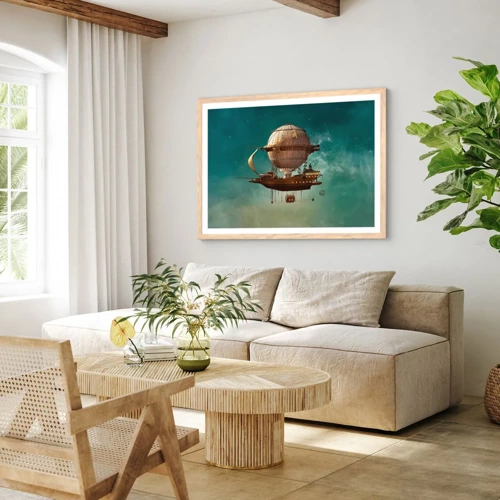 Poster in cornice rovere chiaro - Saluti da Jules Verne - 40x30 cm