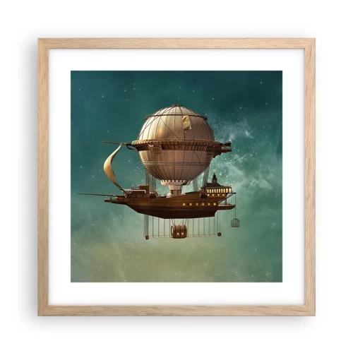 Poster in cornice rovere chiaro - Saluti da Jules Verne - 40x40 cm