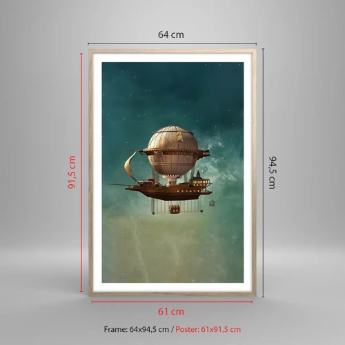 Poster in cornice rovere chiaro - Saluti da Jules Verne - 61x91 cm