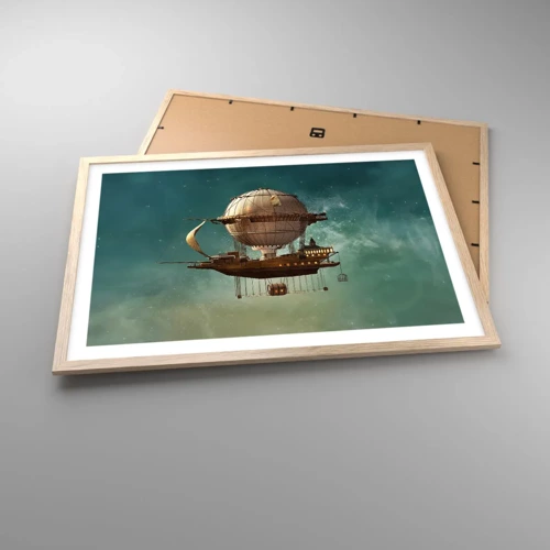 Poster in cornice rovere chiaro - Saluti da Jules Verne - 70x50 cm