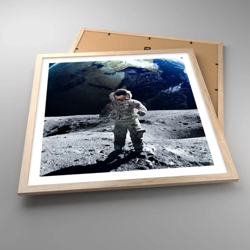 Poster in cornice rovere chiaro - Saluti dalla luna - 50x50 cm