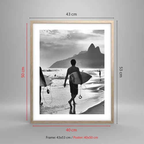 Poster in cornice rovere chiaro - Samba su un'unica onda - 40x50 cm