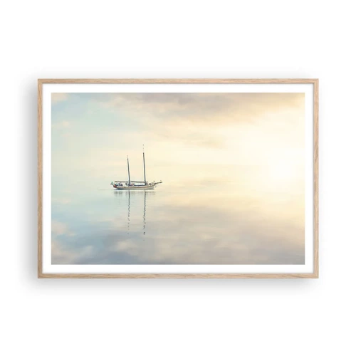 Poster in cornice rovere chiaro - Silenzio in mare - 100x70 cm