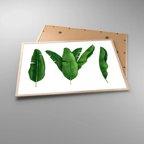 Poster in cornice rovere chiaro - Simmetria verde - 100x70 cm