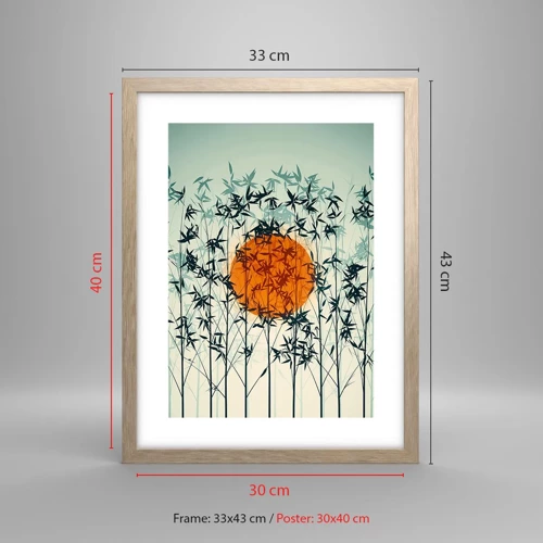 Poster in cornice rovere chiaro - Sole giapponese - 30x40 cm