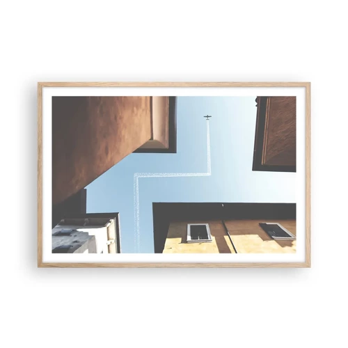 Poster in cornice rovere chiaro - Sopra il labirinto urbano - 91x61 cm