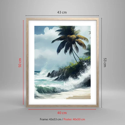 Poster in cornice rovere chiaro - Sulla riva tropicale - 40x50 cm