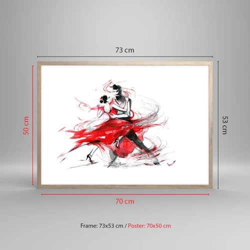 Poster in cornice rovere chiaro - Tango: il ritmo della passione - 70x50 cm