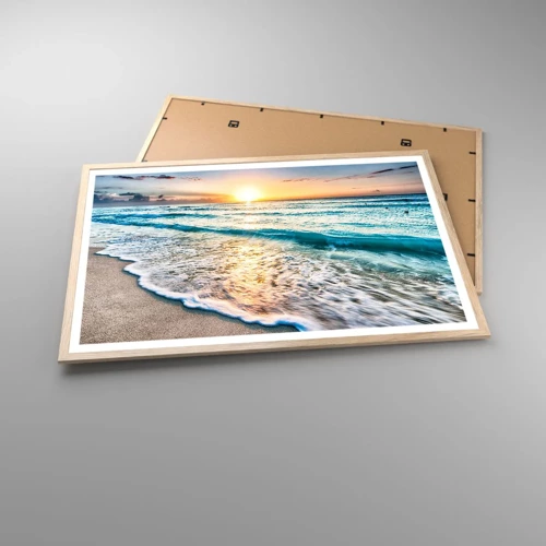 Poster in cornice rovere chiaro - Tramonto sul mare - 91x61 cm