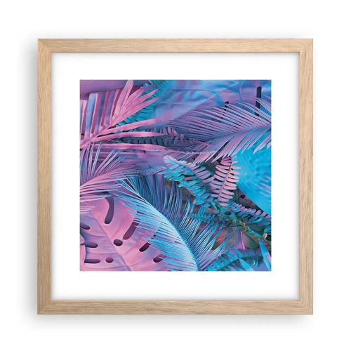 Poster in cornice rovere chiaro - Tropici in rosa e blu - 30x30 cm