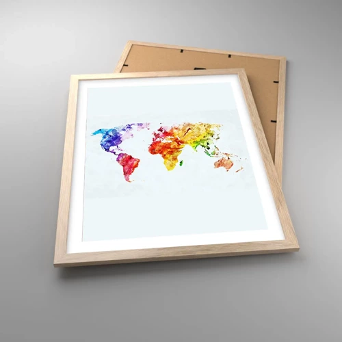 Poster in cornice rovere chiaro - Tutti i colori del mondo - 40x50 cm