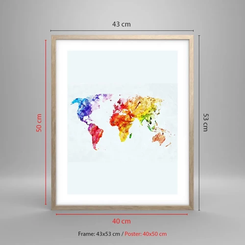 Poster in cornice rovere chiaro - Tutti i colori del mondo - 40x50 cm