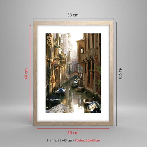 Poster in cornice rovere chiaro - Un angolo di Venezia - 30x40 cm