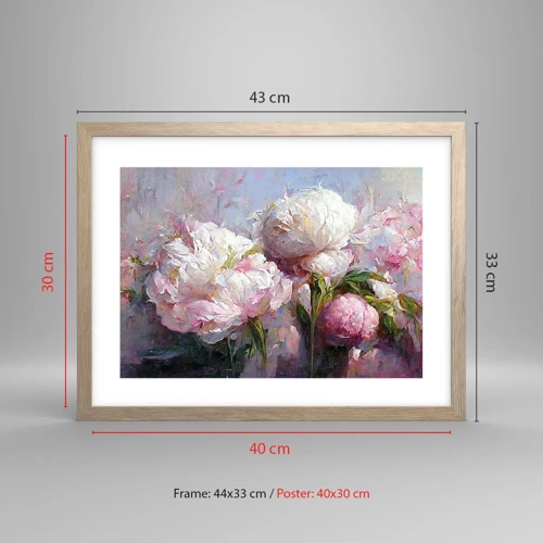 Poster in cornice rovere chiaro - Un bouquet pieno di vita - 40x30 cm