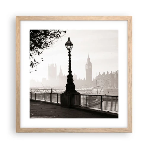 Poster in cornice rovere chiaro - Un mattino a Londra - 40x40 cm