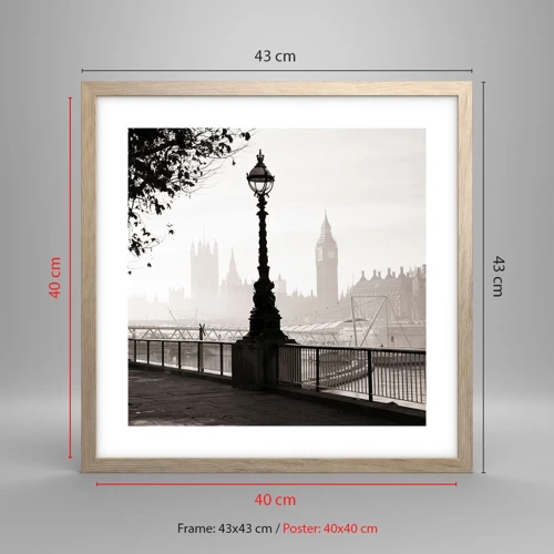 Poster in cornice rovere chiaro - Un mattino a Londra - 40x40 cm