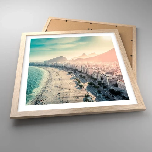 Poster in cornice rovere chiaro - Vacanze senza fine a Rio - 40x40 cm