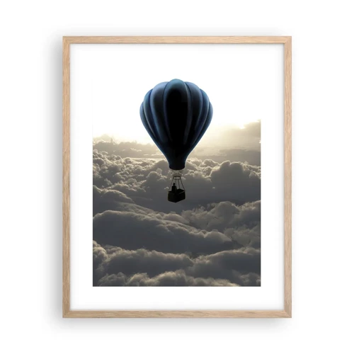 Poster in cornice rovere chiaro - Viaggiatore sopra le nuvole - 40x50 cm