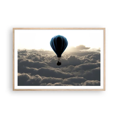Poster in cornice rovere chiaro - Viaggiatore sopra le nuvole - 91x61 cm