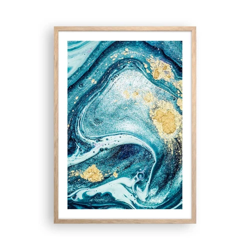 Poster in cornice rovere chiaro - Vortice blu - 50x70 cm