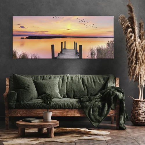 Quadro su tela - Stampe su Tela - Alba viola e silenziosa - 100x40 cm