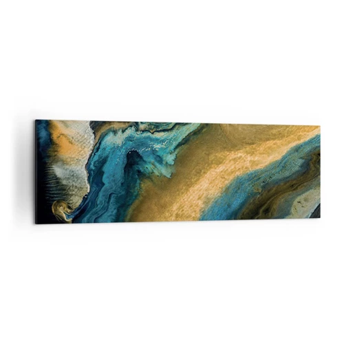 Quadro su tela - Stampe su Tela - Blu-oro: influenza reciproca - 160x50 cm